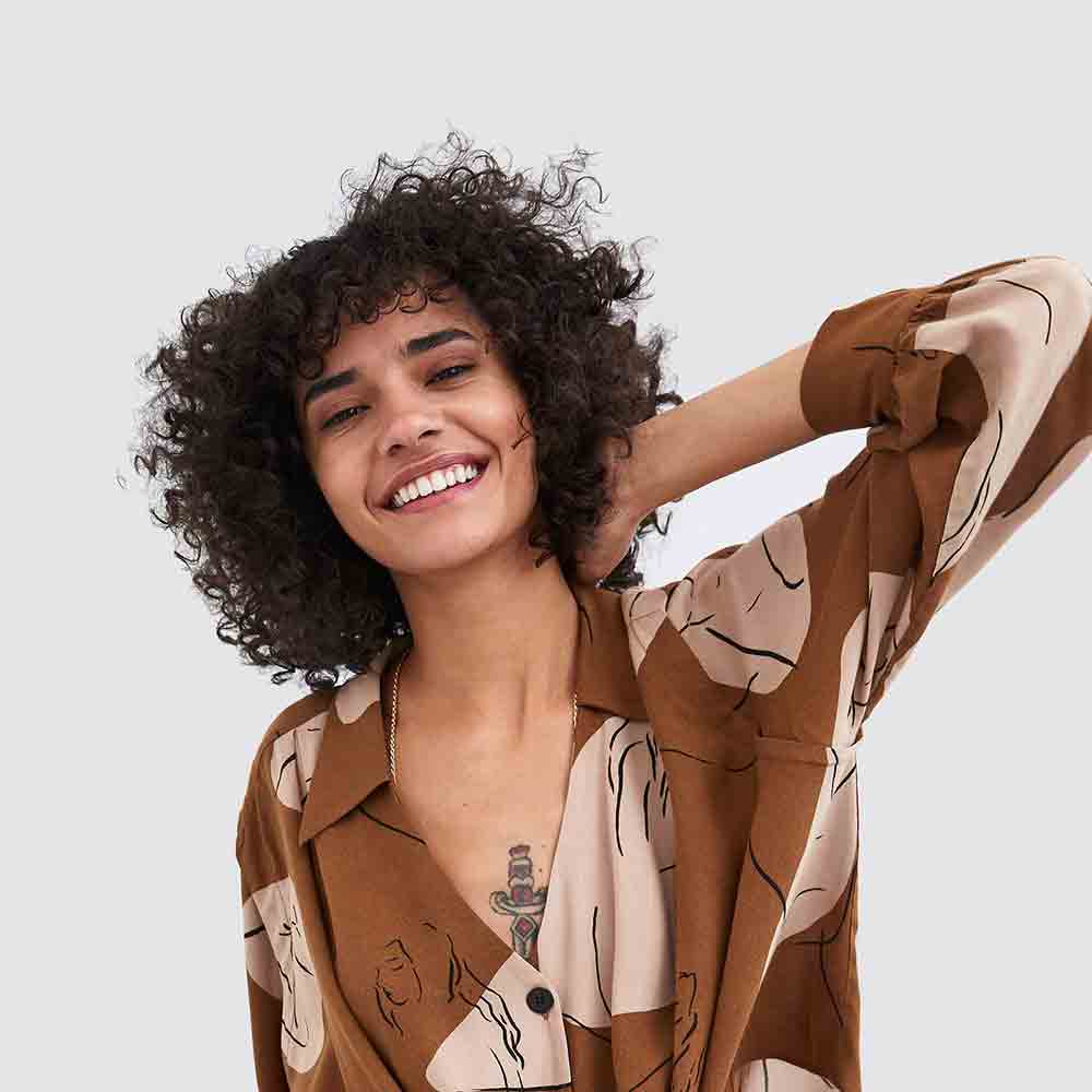 Abstract Print Cotton Blouse